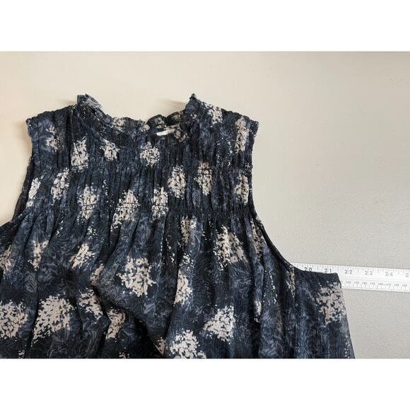Joie Baltic Print Smocked Dress Womens Size Large Sleeveless Blue Fairy Grunge - Picture 7 of 11